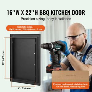 Sportello di accesso BBQ da 16W x 22H pollici con piastra fredda e maniglia verticale a muro per mobili da cucina esterni - Product Image 2