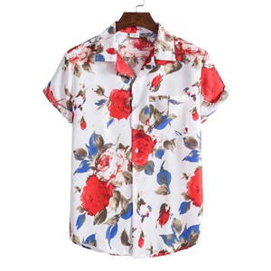 Chemise décontractée à manches courtes pour homme, motif géométrique, col rabattu, fermeture boutonnée, tissu tissé d'été - Product Image 3