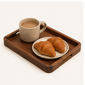 Premium Handcrafted Wood Rectangular Serving <b>Tray</b> With Cutout Handles For Kitchen Coffee Table And <b>Breakfast</b> Eco-Friendly - Product Image 2