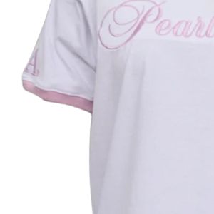 เสื้อยืดสีขาวขอบชมพู ลายกราฟิก Pearl Soror แขนสั้น ผ้าฝ้ายลำลอง แฟชั่นสำหรับผู้หญิง - Product Image 2