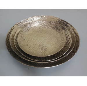 Assiette de service en aluminium, plat de présentation, récipient alimentaire, fournisseur d'assiettes en aluminium, assiette ronde en aluminium faite à la main - Product Image 5