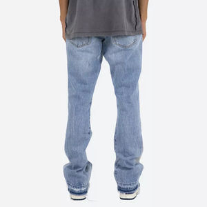 Chaqueta de mezclilla para hombre de cintura alta, color liso, lavado a la piedra, corte ajustado, con paneles, estilo urbano, desgastada, con dobladillo sin rematar, informal, estilo hip hop, de algodón - Product Image 4