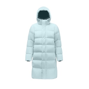Long <b>Quilted</b> Winter Jacket With Detachable Hood Full Sleeves Zipper Closure Solid Color Polyester Shell Thick Warm Coat - Product Image 1
