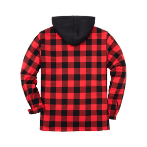Men Casual <b>Red</b> Flannel Hoodie with Adjustable Zipper Soft Warm Quick Dry & Eco-Friendly for Fall and Winter Wear - Product Image 2