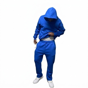 Wholesale Men's Custom Cropped Terry <b>Tracksuit</b> Set Quick Dry Hoodie Sweatpants <b>Y2K</b> Streetwear Casual Jogging Sportswear Matching - Product Image 4