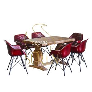 Modern Designer Choice Hotel Dining <b>Set</b> with Leather Armrest Wood <b>Restaurant</b> Furniture for Living Room - Product Image 1