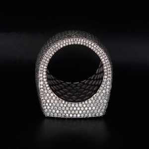 Hip Hop Moissanite <b>Ring</b> <b>Iced</b> Out Round Brilliant Cut 925 Sterling Silver Prong Set Championship Style Jewelry - Product Image 2