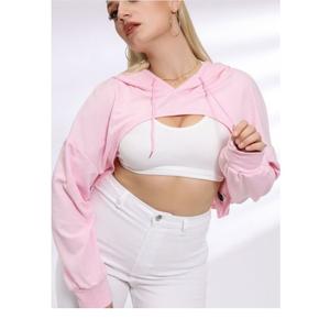 Sudadera con Capucha Corta para Mujer, Fabricación Directa de Fábrica, Logotipo Personalizado, Algodón Terry, MOQ Bajo de 100 Unidades, FOB $3.50-4 - Product Image 1