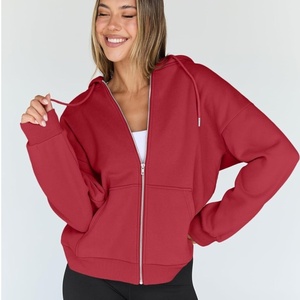 Women's Oversized <b>Zip</b> Hoodie 100% Cotton Printed Lined Full <b>Zip</b> <b>Hooded</b> Sweatshirt Casual Fleece Jacket Kangaroo Pockets - Product Image 2