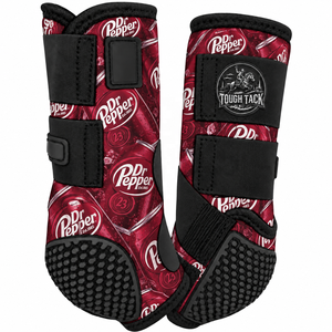 Protège-jambes pour chevaux Tough Tack, imprimé Dr Pepper, en nylon, avec semelle Hex Grip - Product Image 1