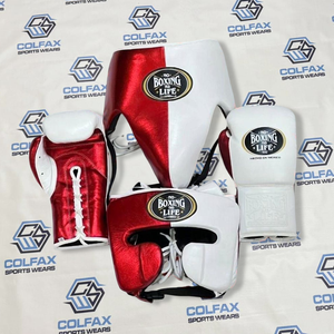 Ensemble de boxe Colfax : gants en cuir à lacets, protège-tête, protège-glandes, pour sparring - Product Image 4