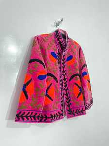<b>Women's</b> Red <b>Velvet</b> Embroidered Floral <b>Jacket</b> Boho Open Front Coat <b>Women</b> Floral Embroidered <b>Jacket</b> <b>Women</b> Boho <b>Jacket</b> - Product Image 6