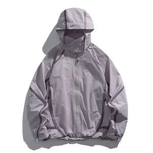 Chaqueta Cortavientos con Capucha para Mujer, Color Sólido, Manga Larga, Informal, Ligera, de Poliéster, para Primavera - Product Image 3