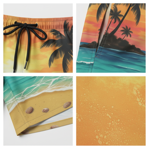 Men's Mid Waist Printed Board <b>Shorts</b> Quick Dry Casual Beach Swim Trunks Drawstring Bermuda <b>Shorts</b> - Product Image 6