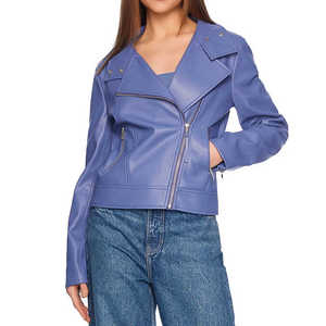 Ladies Fashion Leather Jacket Classic Motorcycle Biker Coat Genuine Leather Outerwear With Comfortable Modern Fit - Product Image 1