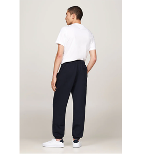 <b>Men's</b> <b>Navy</b> Blue Cotton Sweatpants Elastic Waist Drawstring Casual <b>Joggers</b> With Side Pockets Midweight Knitted Autumn Wear - Product Image 2