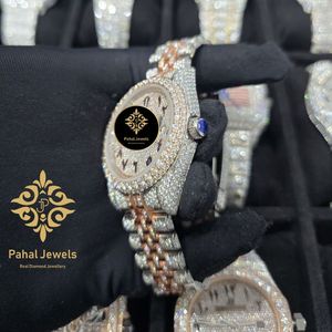 นาฬิกาเพชรหรูสำหรับผู้หญิง Pahal Jewels ตัวเรือนสแตนเลสขนาด 41 มม. หน้าปัดอนาล็อก คริสตัลแซฟไฟร์ ระบบกลไก แสดงวันที่ - Product Image 3