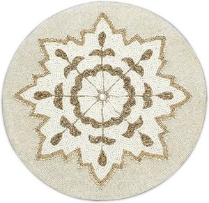 Luxury Handmade Beaded Embroidery <b>Round</b> Placemat Arabic Coffee <b>Table</b> <b>Mat</b> Decorative Mughal Style Beadwork Coaster <b>Mats</b> Pats - Product Image 6