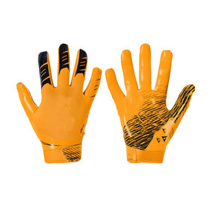 Vente flash : Gants de football américain jaunes en latex personnalisés, haute qualité, logo et design personnalisés pour équipe - Product Image 1