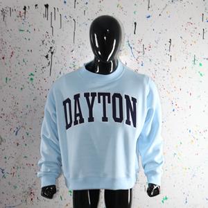 DAYTON SKY BLUE <b>Mock</b> <b>Neck</b> Sweatshirt 100% BLUE Applique Embroidery wide <b>neck</b> Sweatshirt Finer Threads - Product Image 1