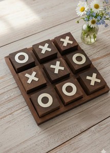 Wooden Tic Tac Toe Game Compact Strategy Educational <b>Activity</b> for Kids Adults Travel Home Entertainment - Product Image 3