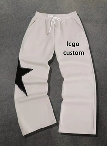 Men's Casual Solid Color Drawstring Sweatpants Streetwear Gym <b>Pants</b> Mid Waist XL Size Flat Front Straight Pattern Star <b>Pants</b> - Product Image 3