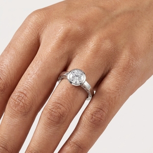 Bague de fiançailles pour femme DIFF avec diamant de laboratoire taille brillant rond, en platine PT950, style classique, couleur F, LR-0111 - Product Image 5