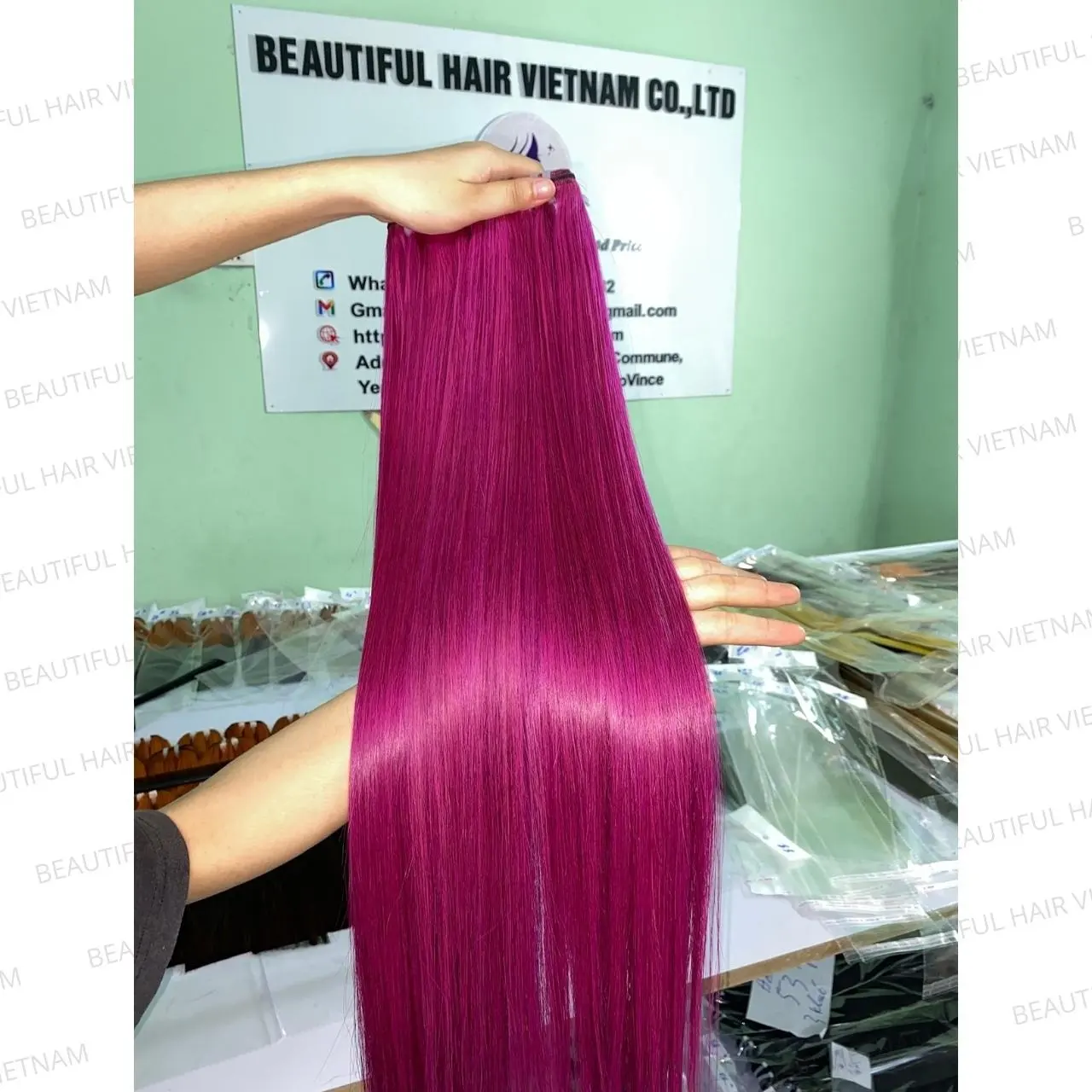 強い紫の骨ストレート良い価格高品質バージンフィリピン髪人間の髪のかつらヘアエクステンション、人間の髪、バンドルハム