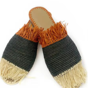Women’s Handmade Raffia Sandals – Boho Moroccan Summer <b>Slides</b> - Product Image 1