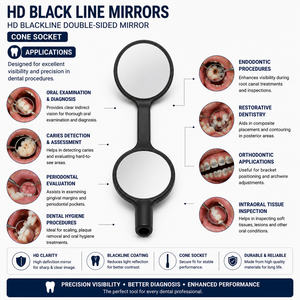 HD Black Line Mirror #5 Double-Sided Mirror Cone Socket Stainless Steel Zetomed Pro - Product Image 2