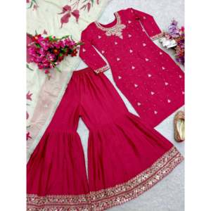 Top de fiesta hermosa para mujer Sarara Dupatta con elegante Moti Work - Product Image 5