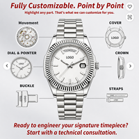 Montre Sportive de Luxe à Quartz pour Homme avec Logo Personnalisable, Étanche 50 Bars, Cadran en Verre, Boîtier et Bracelet en Acier Inoxydable, Nouveau Style Business