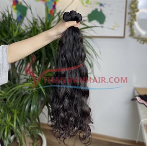 Trama ondulada natural dibujada doble de alta calidad, cabello humano de Vietnam, cabello vietnamita crudo, paquete ondulado de cabello camboyano crudo - Product Image 2
