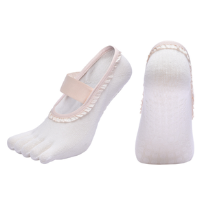 Ladies Five Fingers Lace Bottom Non-Slip <b>Thick</b> <b>Ankle</b> Dance Gym Yoga <b>Socks</b> with Header Card for Pilates - Product Image 5