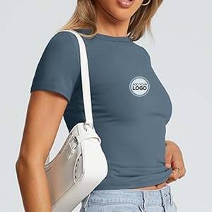 T-shirt col rond Bella Canvas pour l'été, tailles plus, hauts pour femmes, t-shirt uni - Product Image 2