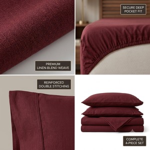 Luxury Organic Solid 100% Cotton 400TC Sateen Weave Fitted Sheet Queen Size Super Soft Breathable Fade/Wrinkle Resistant Hotel - Product Image 4