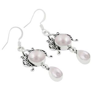 Boucles d'oreilles en perles de pierres précieuses 925 boucles d'oreilles rondes en argent sterling massif pour femmes filles, boucles d'oreilles pendantes en argent, boucles d'oreilles en argent - Product Image 1