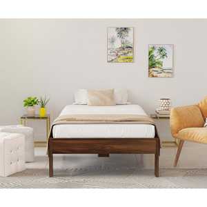 Lit simple Deewan en bois d'ingénierie Roverb, design minimaliste en érable brun, sans coffre de rangement - Product Image 5