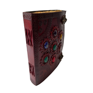 Vintage Handmade Leather Journal Seven Colourful Gemstone Embossing Brass C-<b>Lock</b> Aesthetic Drawing Sheet Paper Writing <b>Diary</b> - Product Image 6