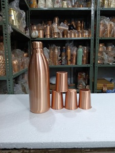 Vintage <b>Copper</b> Water Bottle with <b>Screw</b> Cap Large Capacity Leak Proof Drinkware for Home & Daily Use - Product Image 4