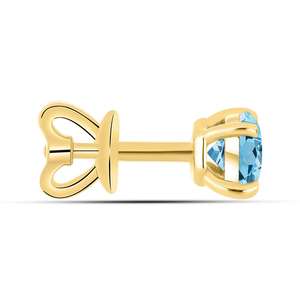Pendientes de Oro de 14k con Aguamarina, Corte Redondo, Minimalistas, Tipo Solitario, Joyería Fina 2026, Precio de Oferta - Product Image 2