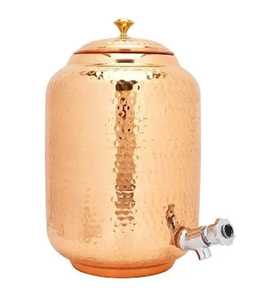 Distributeur d'eau en cuivre pur martelé avec robinet et couvercle pour le stockage de l'eau potable - Product Image 5