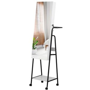 Organizzatore di Gioielli da Parete in Vetro con Perline, Barra Pieghevole Rimovibile e Ripiani con Finitura in Legno - Product Image 5