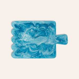 Planche à découper en résine marbrée bleue avec poignée, forme rectangulaire, bloc de découpe de cuisine, planches Candice - Product Image 3