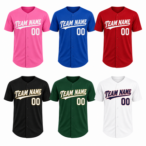 เสื้อเบสบอลผู้ชายแบบสั่งทำพิเศษ ติดกระดุม แห้งเร็ว ปักชื่อทีมและหมายเลขตามสั่ง  แบบซับลิเมชั่น รับผลิตแบบ OEM ODM - Product Image 3