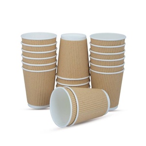 Gobelets en papier ondulé bleus de forme ronde spéciale, gobelets à café jetables de 8 oz, gobelets à paroi ondulée pour boissons chaudes pour café, restaurant, à emporter - Product Image 2