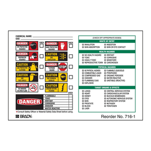 Étiquettes de sécurité chimique autocollantes, durables et imperméables Brady pour usage en laboratoire et industriel - Product Image 3
