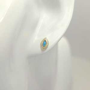 Boucles d'oreilles en opale naturelle, argent sterling 925, pierre précieuse bleue verte, sans nickel, bijoux faits à la main pour femmes - Product Image 6