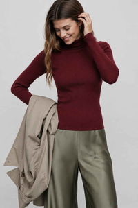 Top de Cuello Alto de Algodón Acanalado para Mujer, Diseño Único, Manga Larga, Estilo Casual, Disponible al Mejor Precio del Mercado en Línea Ahora - Product Image 4
