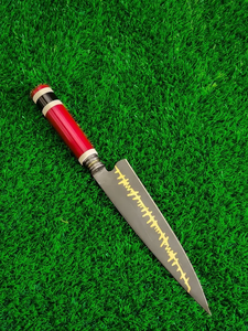 Couteau de chef LEGACY BLADES, lame en acier inoxydable, manche en résine rouge, design original, extra-affûté, ambidextre, couteau de cuisine - Product Image 5
